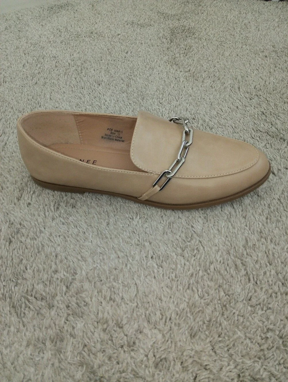Journee Collection Neutral Beige Women's Loafer with Silver Chain - Size 12